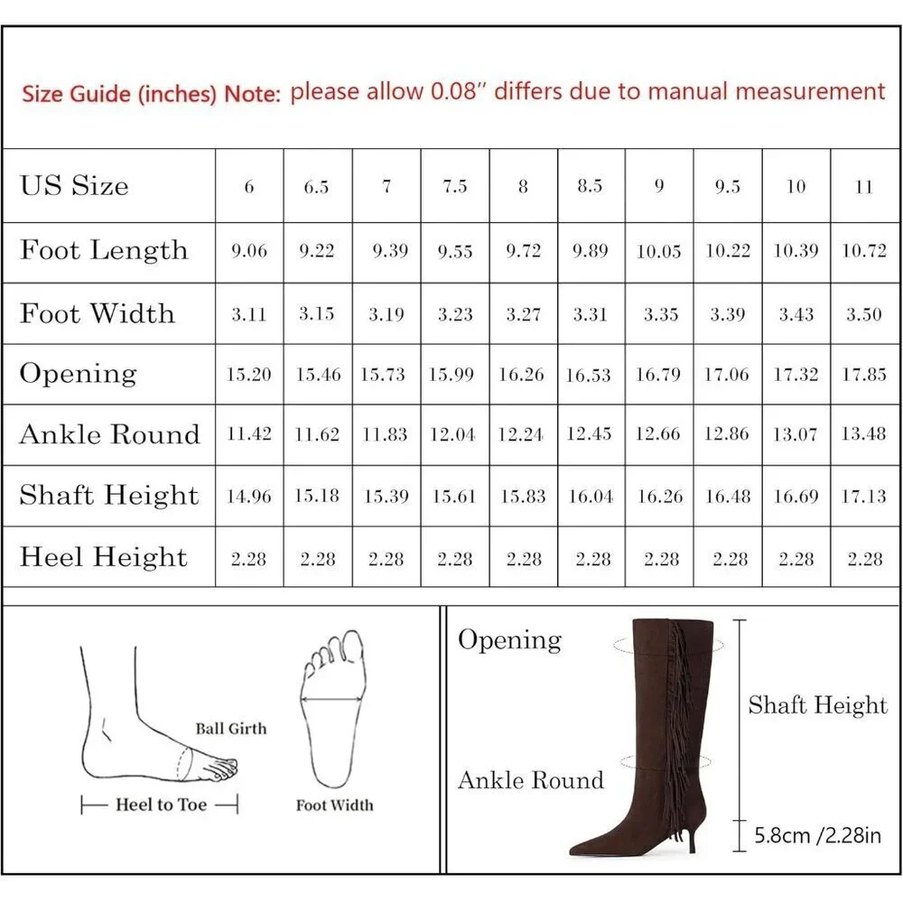 Women Suede Brown Knee High Boots Kitten Heels Tall Pointed Toe Long Boots